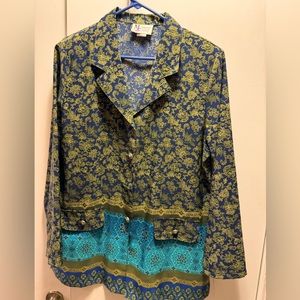 Maggie Sweet silky blouse button up  patterned ladies blouse
